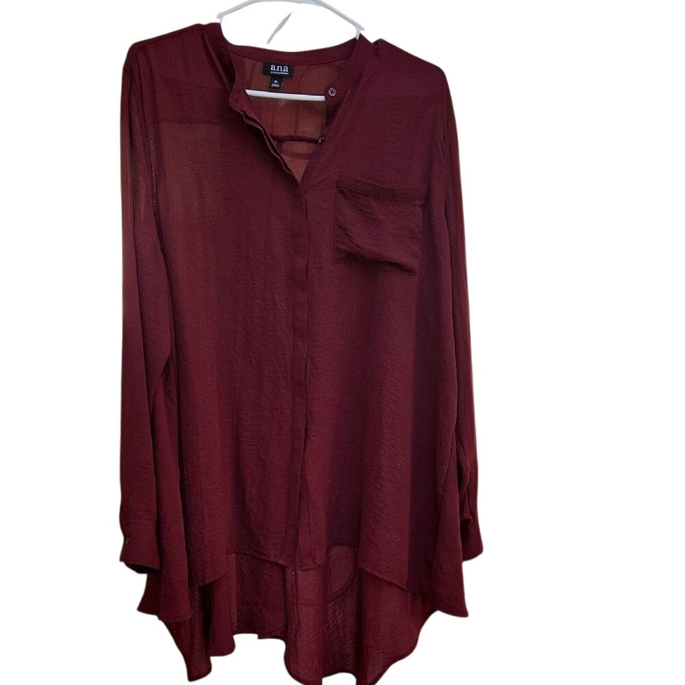 a.n.a Women's XL Burgundy Long Sleeve Top
